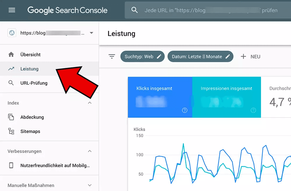 Performance Bericht Google Search Console