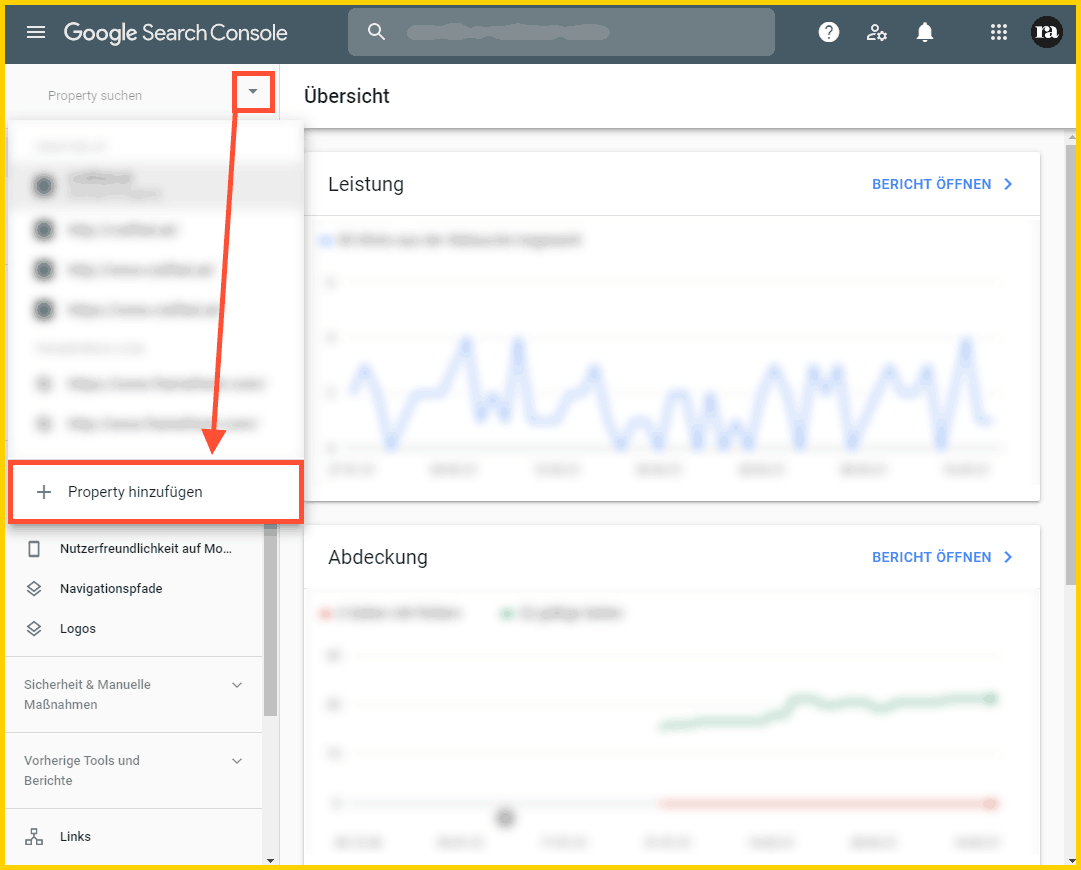 Google Search Console Property hinzufügen